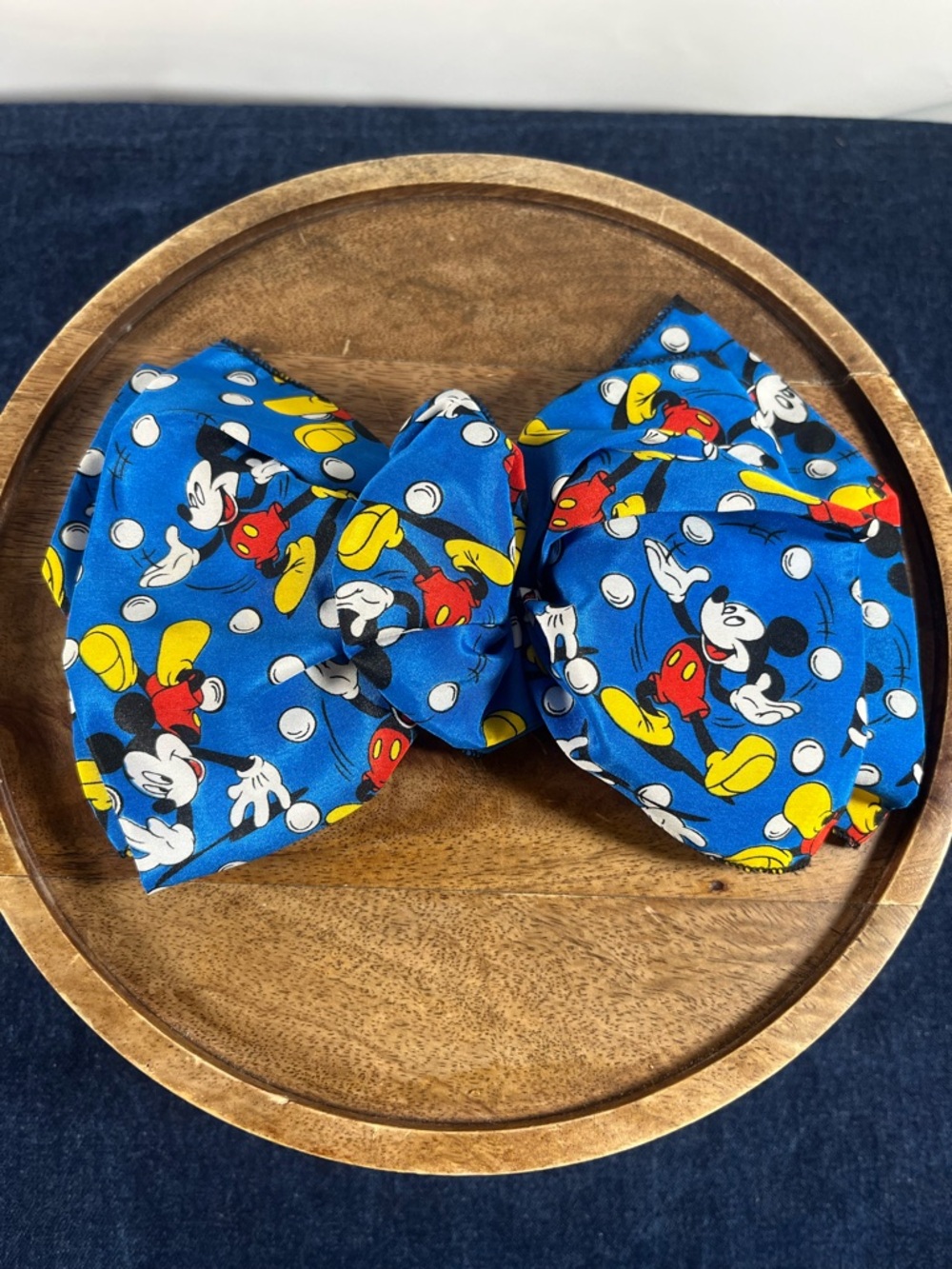 Vintage Mickey Mouse Disney Puffy Bow Barrette Blue GLENTEX